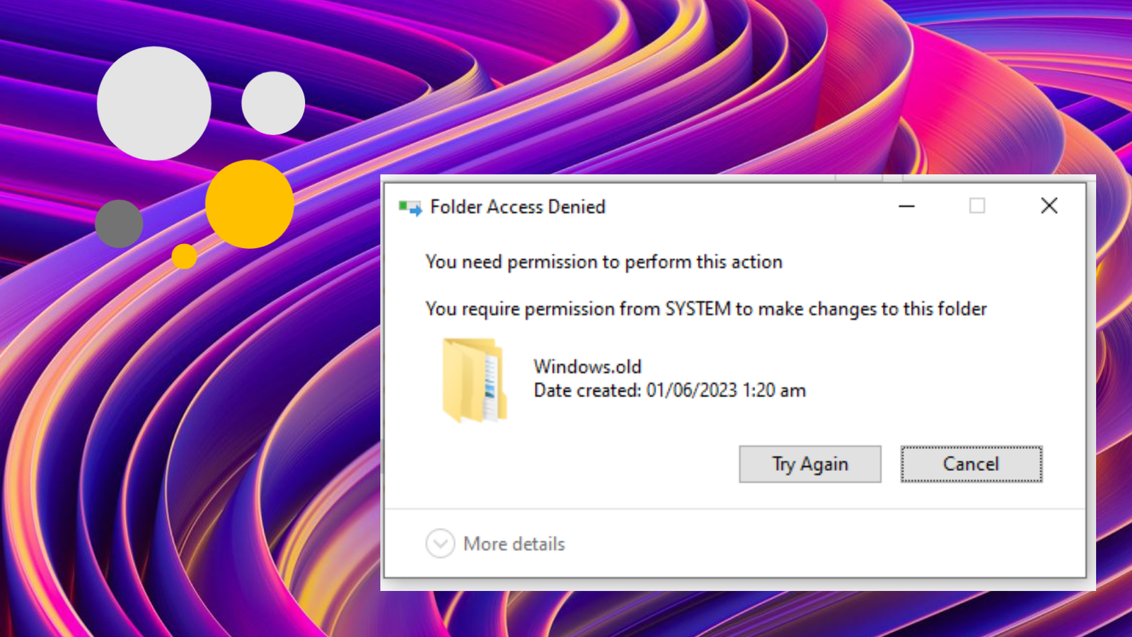 you need permission to perform this action you require permission from SYSTEM to make changes to this folder
